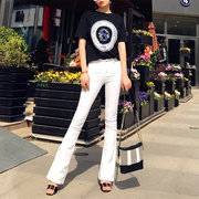 名七夏季白色显瘦喇叭裤，修身长腿微喇裤子牛仔裤女裤2021年新