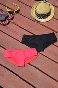 欧美订制 温泉海滩度假 百搭纯色黑色 性感bikini比基尼双层泳裤
