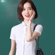 衬衫女短袖正装职业装韩版修身衬衣夏季棉韩范半袖工作服白色2022