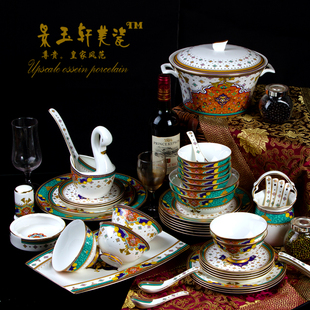 碗景德镇60头高档骨瓷餐具套装家用碗盘10人用欧式陶瓷饭碗碟创意
