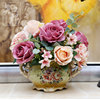 仿真花假花 欧式花瓶澳洲玫瑰套装 装饰 花客厅 花瓶花器成品绢花