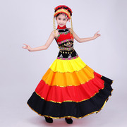 六一少儿彝族舞蹈服装大摆裙开场舞台表演服火把节，民族演出服饰