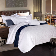 酒店三四件套纯棉60支提花简约宾馆床上用品床单被套枕套全棉套件