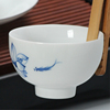 手绘茶杯青花品茗杯荷花茶杯子红茶杯手工茶艺白瓷功夫茶杯