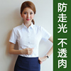 职业衬衫女短袖夏季条纹正装办公室斜纹工装上班工作服半袖白衬衣