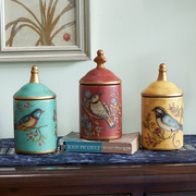 美式储物罐摆件创意陶瓷，摆设样板房家居饰品欧式玄关，装饰品收纳罐