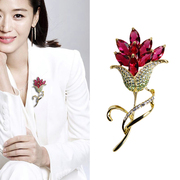 新光饰品玫瑰花朵锆石胸针，别针奢华外套，大衣配饰时尚大气韩国女