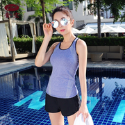 日韩版分体平角裤修身背心式保守运动泳衣女跑步机瑜伽服温泉泳装