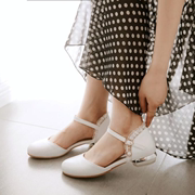 韩版少女大童皮鞋白色表，演出甜美公主鞋12初，中学生15岁16女孩凉鞋