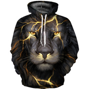 3D狮子图案印花卫衣 外套长袖男装宽松大码套头衫 青少年薄款外套