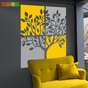 生命之树四拼贴画墙贴纸自然抽象餐厅沙发客厅背景装饰 脱俗意境