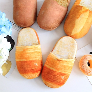 创意仿真日本吃货面包，吐司冬季软底防滑棉拖鞋记忆海绵鞋底萌