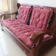 处理毛绒红实木沙发坐垫加厚防滑单三人(单三人，)组合春秋椅座垫暖