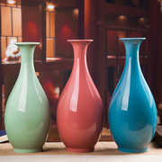 景德镇红色蓝色绿色青单色釉陶瓷器欧式花瓶玉壶春家居装饰品摆件