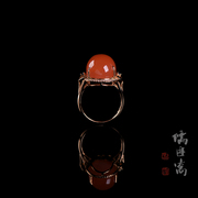 儒匪窝南红玛瑙，镶钻18k金戒指，(e40528969)