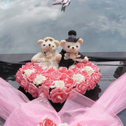 毛绒熊婚车(熊婚车)情侣熊公仔(熊，公仔)一对秦迪熊结婚礼物，花束婚纱熊婚车(熊婚车)装饰娃娃