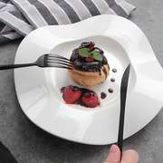 高档法式甜品盘创意，菜摆盘分子料理陶瓷圆形，蛋糕碟子西餐沙拉盘子