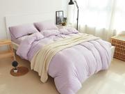 裸睡床品纯棉纯色被套单件全棉，粉色针织天竺棉双人被罩200x230cm