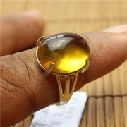 琥珀戒指 金珀 缅甸琥珀 保真天然无优化 椭圆形戒指 J0107