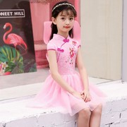 2023改良旗袍式夏季女童装中国风唐装小孩女孩公主礼服连衣裙