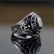 欧美霸气时尚，复古戒指男士美海军陆战队钛钢食指，戒子指环刻字