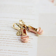 甜美可爱精致粉色平底鞋镶钻项链吊坠包链钥匙扣小饰物
