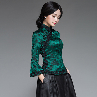 华族经典中式女装改良旗袍，上衣复古长袖中国风，汉服民国唐装女春夏