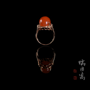 儒匪窝南红玛瑙，镶钻18k金戒指，(e40528974)