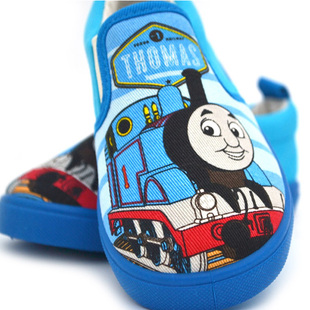 日本男童鞋卡通托马斯汤玛士小火车帆布鞋软底透气防滑幼儿园小布