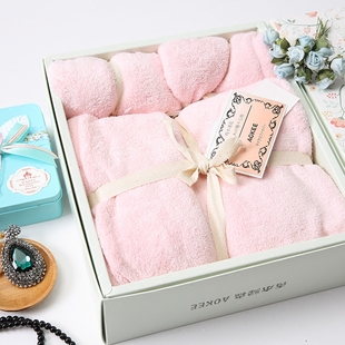 日本aokee超强吸水毛巾浴巾套装，三件套礼盒装新生，婴儿成人女裹胸
