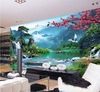 山水风景画中式自粘墙贴大型壁画客厅电视，背景墙画墙壁纸山清水秀