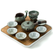 日式功夫茶具套装整套茶盘家用简约陶瓷茶杯茶壶粗陶现代办公客厅