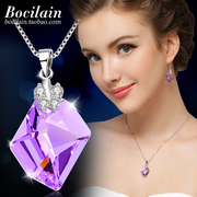 奥地利水晶紫色吊坠s925银项链，送女友的生日礼物时尚甜美百搭气质