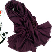 优雅文艺长款羊毛围巾女秋冬季纯色薄款披肩超大百搭深葡萄紫色