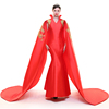 中国风红色礼服长款气质优雅高贵显瘦夸张走秀主持人礼服女鱼尾冬