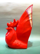 景德镇雕塑大师刘远长生肖鸡限量800个火凤凰工艺作品红公鸡