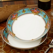 新餐具(新餐具)套装碗盘，家用28头陶瓷吃饭骨瓷碗筷，碗盘子碗碟家用欧式金厂