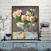 diy数字油画客厅卧室简约花卉风景手绘数码彩绘填色装饰画玫瑰花