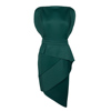 21欧版墨绿空气层不对称斜裙摆，一字领礼服铅笔连衣中裙