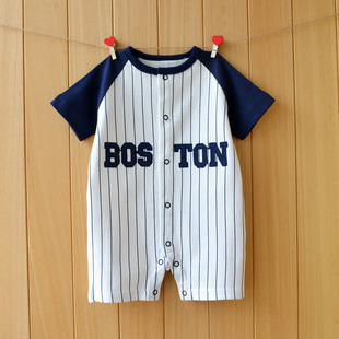 婴儿棒球服纯棉夏季0-1岁男女宝宝短袖哈衣3新生儿衣服体衣爬爬服