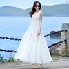 2024夏装白色雪纺长裙仙，气质大摆连衣裙，海边度假沙滩裙女长款