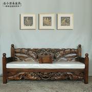 东南亚风格实木沙发古今原木CH256中式罗汉床泰式实木雕花沙发