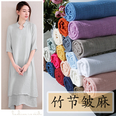 竹节棉文艺风服装褶皱透气布料