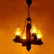 中式复古地中海仿古实木铁艺吊灯，美式乡村酒吧，灯茶楼灯餐厅灯具