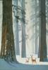 北欧简约现代风景油画麋鹿雪景，画玄关卧室挂画走廊壁画墙画