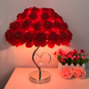 水晶台灯创意婚庆，婚房红色陪嫁卧室床头灯台灯，欧式玫瑰花结婚礼物