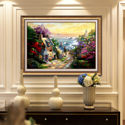 美式复古客厅装饰画沙发背景墙，画玄关油画风景，餐厅壁画地中海挂画