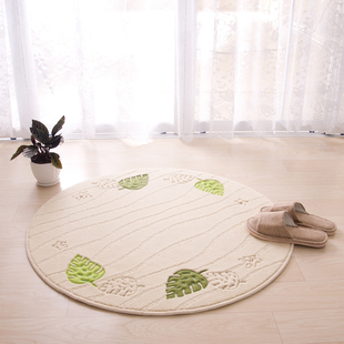 威海地毯工坊波浪纹梳妆台地毯，客厅卧室象牙白色圆形地毯浅咖啡色