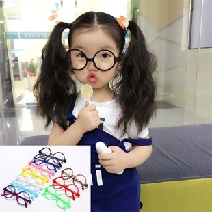 阿拉蕾款眼镜框圆形超轻儿童萌款无镜片潮宝宝1-2岁个性卡通时尚