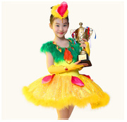 儿童动物表演服布谷鸟舞蹈服装，小鸡小鸟舞蹈，演出服连体女童舞蹈裙